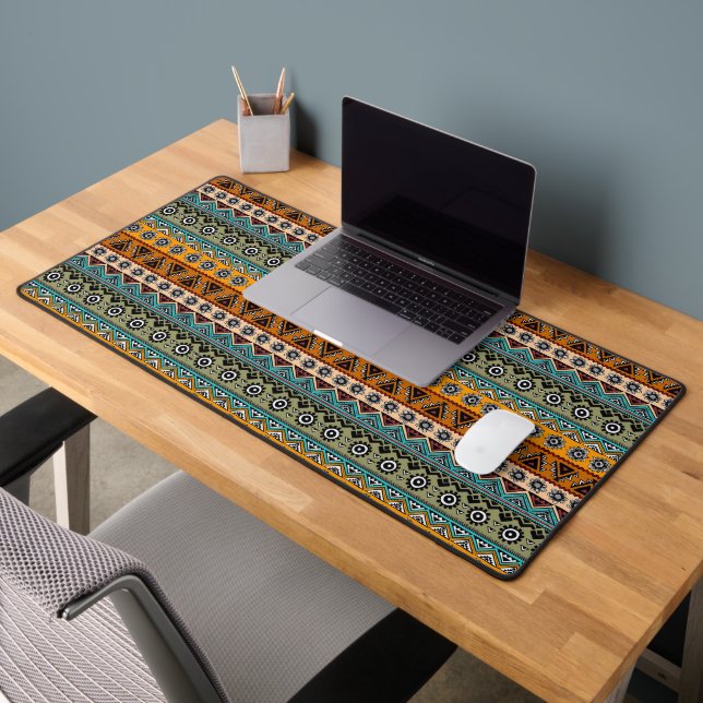 Colourful ethnic aztec patterns design desk mat (Office 2)