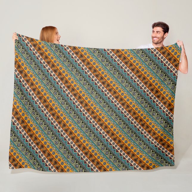 Colourful ethnic aztec patterns design fleece blanket (In Situ)