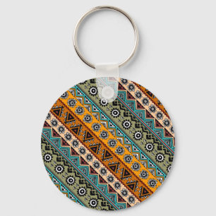 Colourful ethnic aztec patterns design key ring