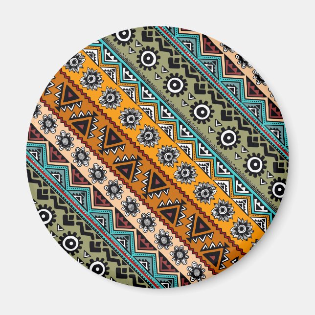 Colourful ethnic aztec patterns design magnet (Front)
