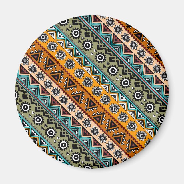 Colourful ethnic aztec patterns design magnet (Front)