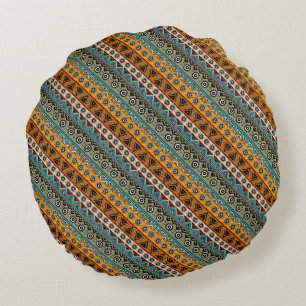 Colourful ethnic aztec patterns design round cushion