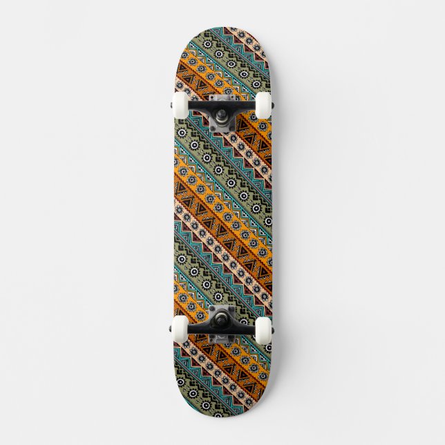 Colourful ethnic aztec patterns design skateboard (Front)