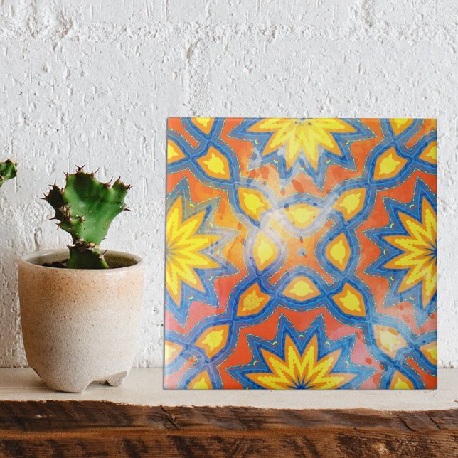 Colourful Ethnic Bohemian Talavera Medallion Ceramic Tile (Creator Uploaded)