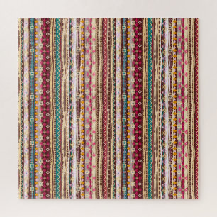 Colourful Ethnic Boho Tribal Pattern Jigsaw Puzzle