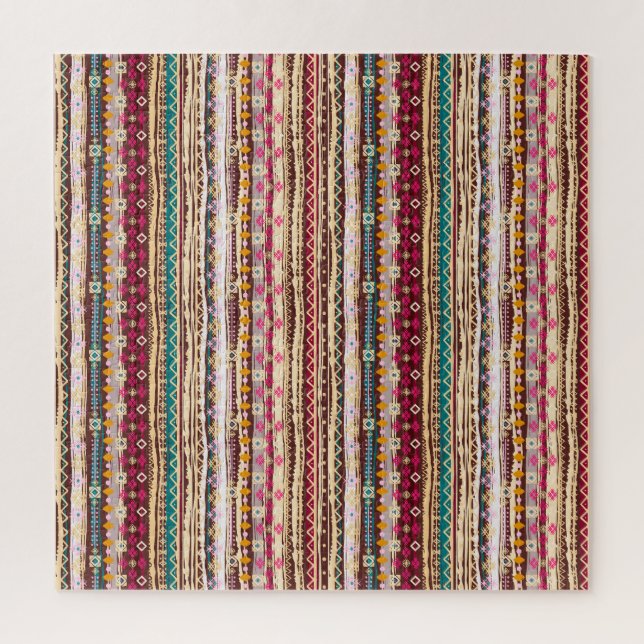 Colourful Ethnic Boho Tribal Pattern Jigsaw Puzzle (Vertical)