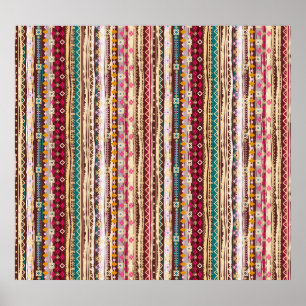 Colourful Ethnic Boho Tribal Pattern Poster