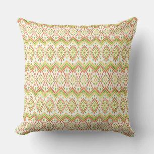 Colourful Ethnic Ikat Pattern on White Cushion