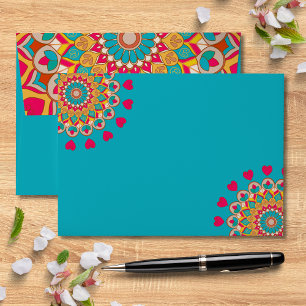 Colourful Ethnic Mandala Bold & Bright Wedding Envelope