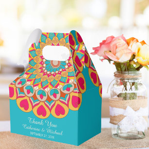 Colourful Ethnic Mandala Bold & Bright Wedding  Favour Box