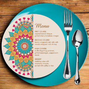 Colourful Ethnic Mandala Bold & Bright Wedding Menu