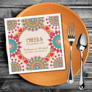 Colourful Ethnic Mandala Bold & Bright Wedding Napkin