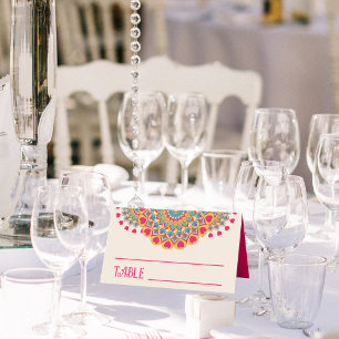Colourful Ethnic Mandala Bold & Bright Wedding  Place Card