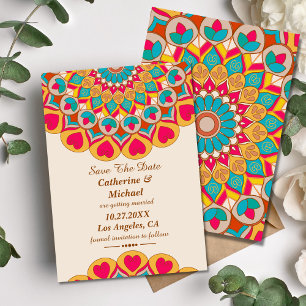 Colourful Ethnic Mandala Bold & Bright Wedding  Save The Date
