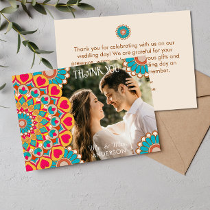 Colourful Ethnic Mandala Bold & Bright Wedding  Thank You Card