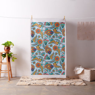 Colourful ethnic paisley pattern fabric