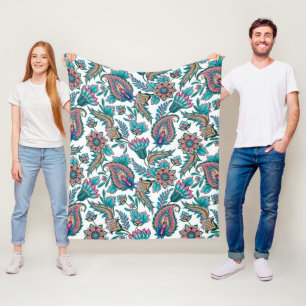 Colourful ethnic paisley pattern fleece blanket