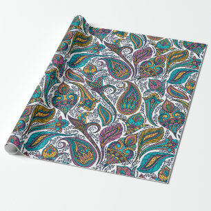 Colourful ethnic paisley pattern wrapping paper