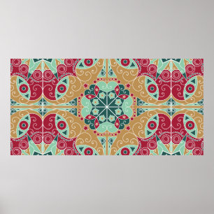 Colourful ethnic patterned background. Arabesque v Poster