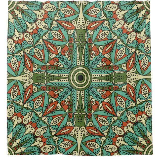 Colourful ethnic patterned background. Arabesque v Shower Curtain (Front)