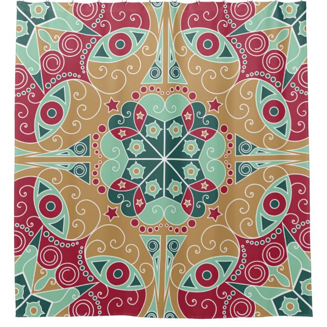 Colourful ethnic patterned background. Arabesque v Shower Curtain (Front)