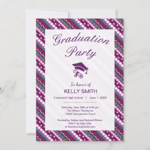 Colourful ethnic patterns design graduation party invitation