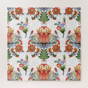 Colourful Ethnic Petrykivka: Ukrainian Flowers. Jigsaw Puzzle