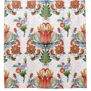 Colourful Ethnic Petrykivka: Ukrainian Flowers. Shower Curtain