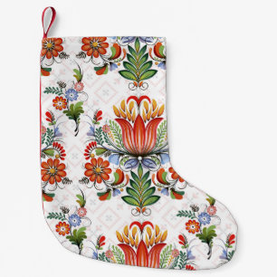 Colourful Ethnic Petrykivka: Ukrainian Flowers. Small Christmas Stocking
