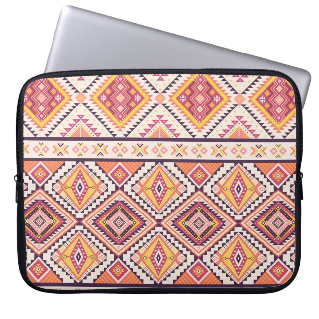 Colourful ethnic seamless pattern laptop sleeve (Front)