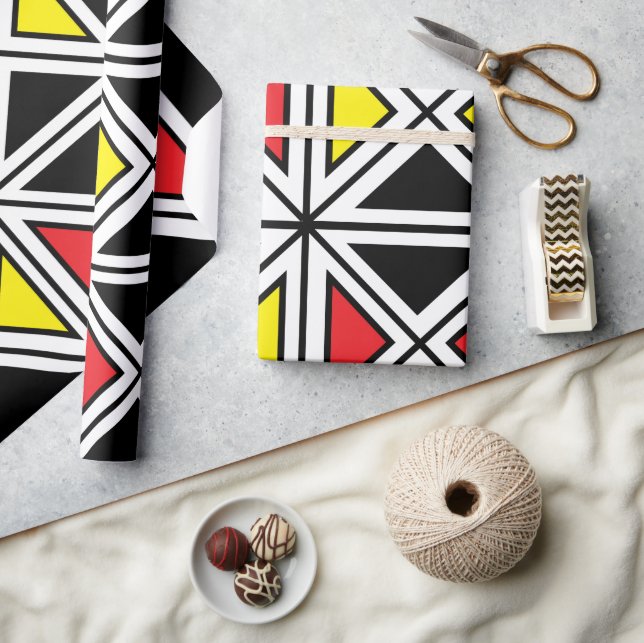 Colourful Ethnic Tribal Geometric  Wrapping Paper (Crafts)