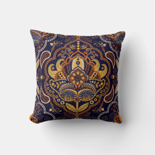 Colourful ethnic tribal seamless pattern cushion