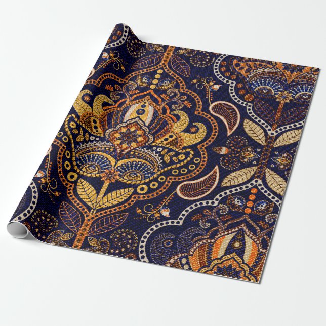 Colourful ethnic tribal seamless pattern wrapping paper (Unrolled)