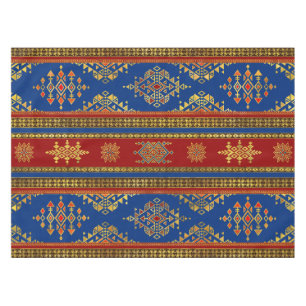Colourful Etnic Ornament - blue and red Tablecloth