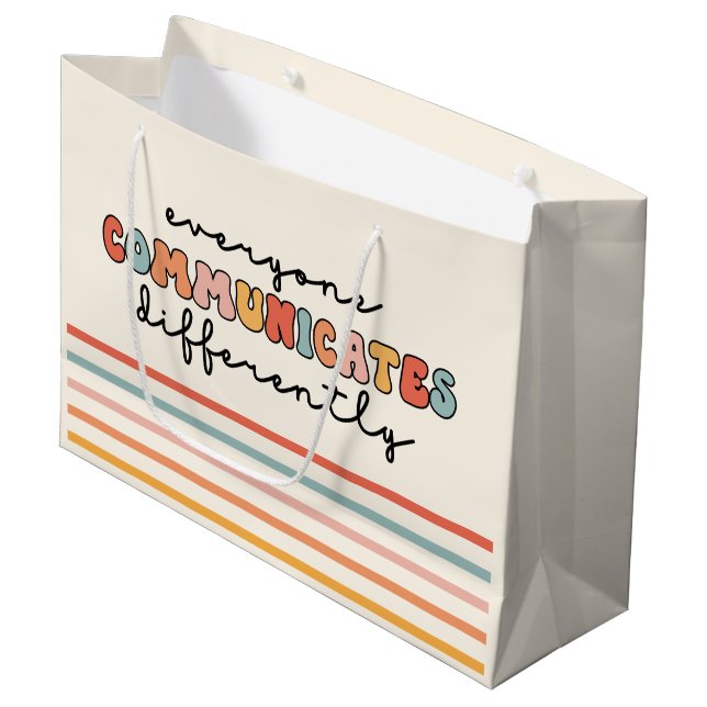 Colourful Everyone Communicates Differently  Large Gift Bag (Front Angled)