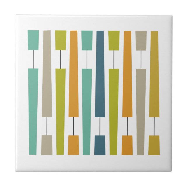 Colourful Exclamation Points Geometric Mid Century Ceramic Tile (Front)