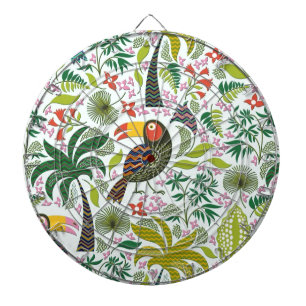 Colourful Exotic Bird And Flowers Pattern Dartboard