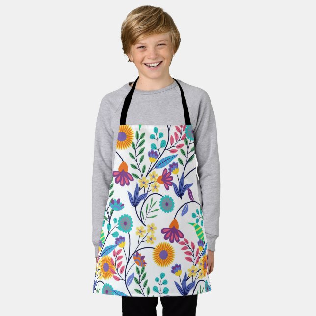 Colourful Exotic Floral Background Pattern-23145 Apron (Worn)