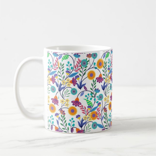 Colourful Exotic Floral Background Pattern-23145 Coffee Mug (Left)