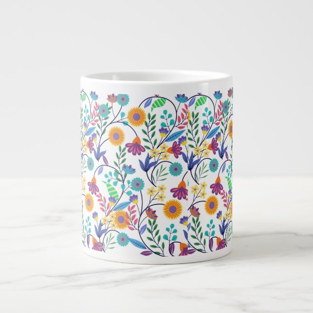 Colourful Exotic Floral Background Pattern-23145 Large Coffee Mug (Front)