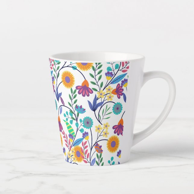 Colourful Exotic Floral Background Pattern-23145 Latte Mug (Right)