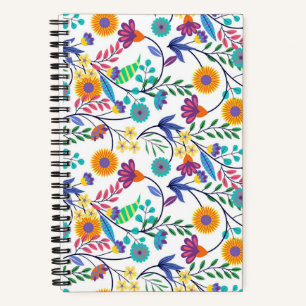 Colourful Exotic Floral Background Pattern-23145 Notebook