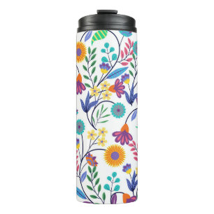 Colourful Exotic Floral Background Pattern-23145 Thermal Tumbler