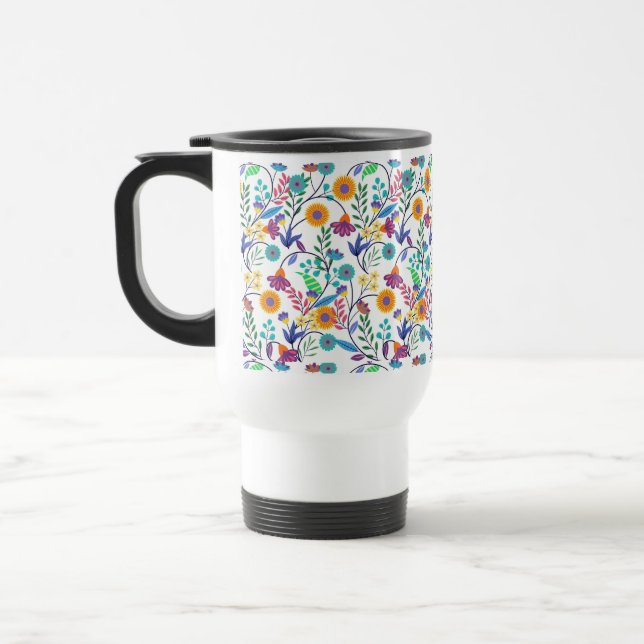 Colourful Exotic Floral Background Pattern-23145 Travel Mug (Left)