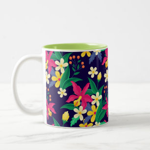 Colourful Exotic Floral Pattern-23021 Two-Tone Coffee Mug