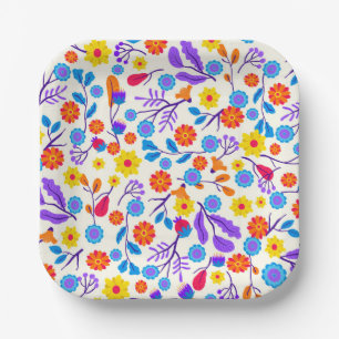 Colourful Exotic Floral Pattern-23146 Paper Plate