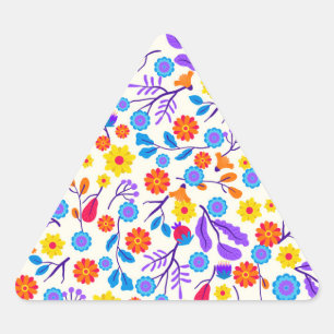 Colourful Exotic Floral Pattern-23146 Triangle Sticker