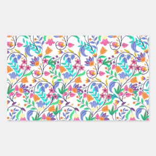 Colourful Exotic Floral Pattern-23147 Rectangular Sticker