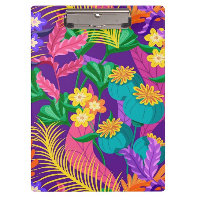 Colourful Exotic Floral Pattern-23148 Clipboard (Front)