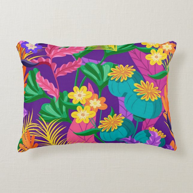 Colourful Exotic Floral Pattern-23148 Decorative Cushion (Front)
